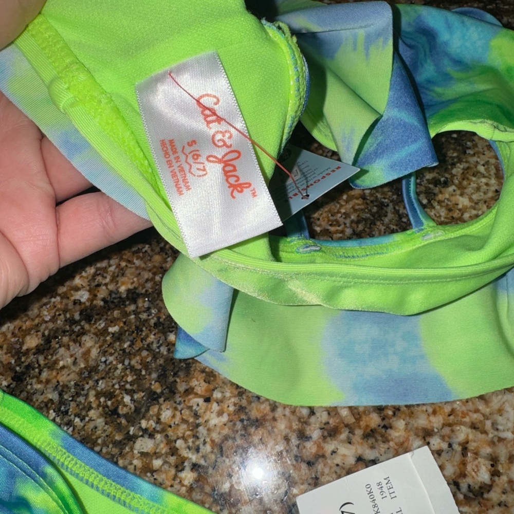 Cat & Jack Vibrant Blue and Green Bikini - Picture 4 of 4